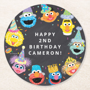 Dessous-de-verre Rond En Papier Sesame Street Pals Confetti Anniversaire