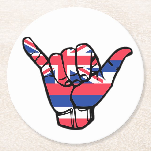 Dessous-de-verre Rond En Papier Shaka Hawaii (Devant)