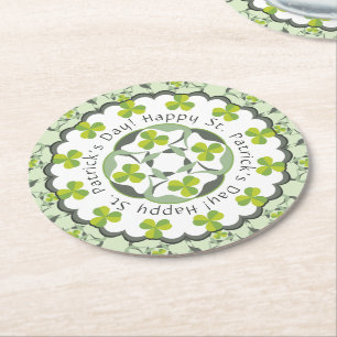 Dessous-de-verre Rond En Papier Shamrock celtique de la Saint-Patrick Motif de Clo