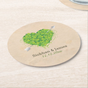 Dessous-de-verre Rond En Papier Shamrock Mariage irlandais Heart