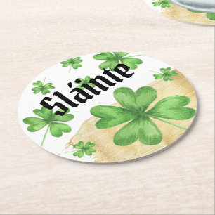Dessous-de-verre Rond En Papier Shamrock Slainte