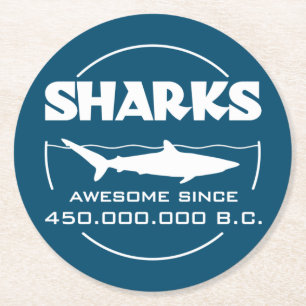 Dessous-de-verre Rond En Papier Sharks Awesome Depuis 450.000.000 B.C.