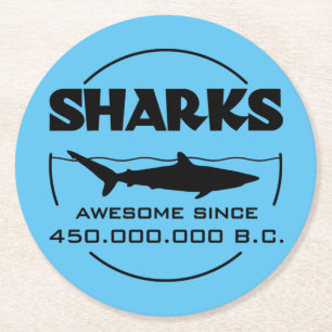 Dessous-de-verre Rond En Papier Sharks Awesome Depuis 450.000.000 B.C.
