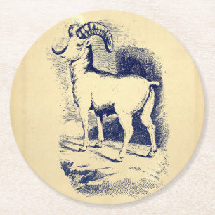 Dessous-de-verre Rond En Papier SHEEP vintage GRANDE CORNE