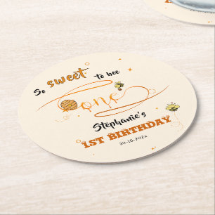 Dessous-de-verre Rond En Papier Si Douce Pour Être Une Jolie Abeille 1er Anniversa