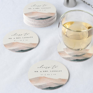 Dessous-de-verre Rond En Papier Sierra Dusk Mariage Sunset de Desert Mountain
