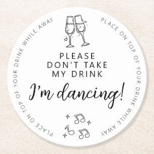 Dessous-de-verre Rond En Papier S'il vous plaît ne prenez pas mon verre minimalist