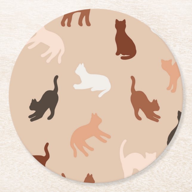 Dessous-de-verre Rond En Papier Silhouette de chat (Devant)