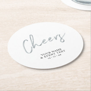 Dessous-de-verre Rond En Papier Silver Simple Cheers Adulte Anniversaire Fête Favo