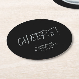 Dessous-de-verre Rond En Papier Silver Simple Cheers Adulte Anniversaire Fête Favo