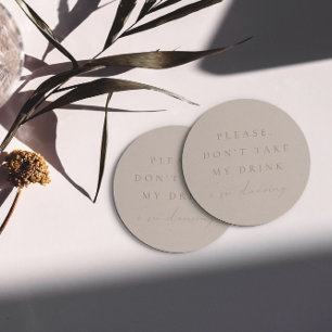 Dessous-de-verre Rond En Papier Simple Blush Pink Ne prenez pas mon verre Je danse