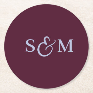 Dessous-de-verre Rond En Papier Simple Script Ampersand Monogram Mariage