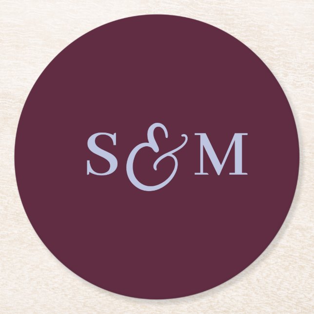 Dessous-de-verre Rond En Papier Simple Script Ampersand Monogram Mariage (Devant)