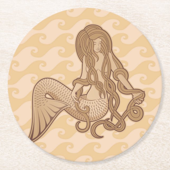 Dessous-de-verre Rond En Papier Sirène assise (Devant)