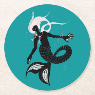 Dessous-de-verre Rond En Papier Sirène gothique Imaginaire foncé Créature