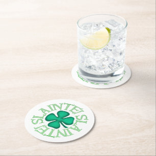Dessous-de-verre Rond En Papier Slainte! blanc papier rond bois des grilles