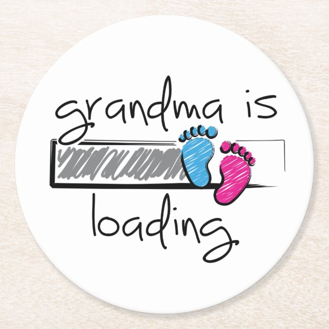 Dessous-de-verre Rond En Papier Slogan grandma is loading. Grand et grand-mère. (Devant)