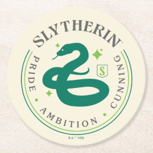 Dessous-de-verre Rond En Papier SLYTHERIN™ Insigne de fierté de la Maison du serpe