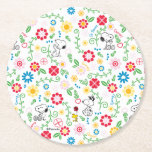 Dessous-de-verre Rond En Papier Snoopy So Sweet Flower Pattern<br><div class="desc">Take a look at this super cute design featuring Snoopy in a bright,  floral garden pattern.</div>