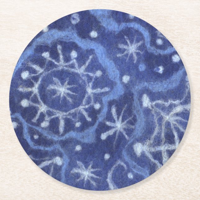 Dessous-de-verre Rond En Papier Snowfall Snowflakes Snow Flakes Flurier Nouvel an (Devant)