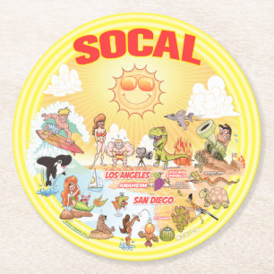 Dessous-de-verre Rond En Papier SoCal Beach Paradise