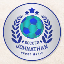 Soccer Ball Crest | Bright Blue Sport Fan Gifts 