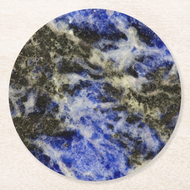 Dessous-de-verre Rond En Papier Sodalite bleue (Devant)