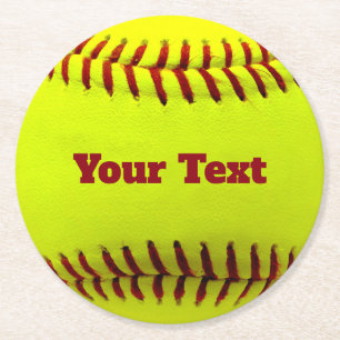 Dessous-de-verre Rond En Papier Softball Cutomize Personnaliser Turquoise Ball Cao