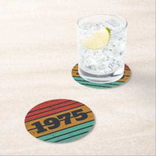 Dessous-de-verre Rond En Papier Soirée de 50 ans vintage personnalisée