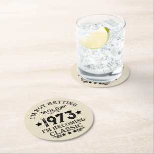 Dessous-de-verre Rond En Papier Soirée de 50 ans vintage personnalisée