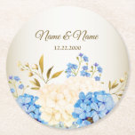 Dessous-de-verre Rond En Papier Soirée de mariage Golden Blue Jaune Floral Rustic<br><div class="desc">Dessous de verre de papier rond bleu doré jaune floral rustique de la fête de mariage. Unique,  beau,  design élégant. Facile à personnaliser. Le style de police,  la taille et les couleurs peuvent être modifiés. Éléments correspondants disponibles.</div>