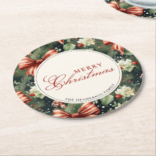 Dessous-de-verre Rond En Papier Soirée de Noël élégante personnalisée