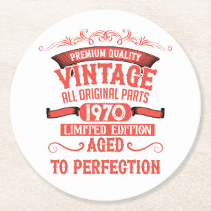 Dessous-de-verre Rond En Papier Soirée personnalisée vintage de 55 ans