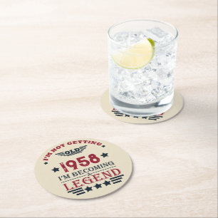 Dessous-de-verre Rond En Papier Soirée personnalisée vintage de 65e anniversaire
