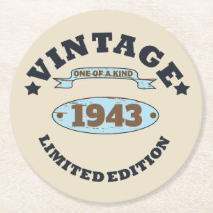 Dessous-de-verre Rond En Papier Soixante-dix vintage 90e anniversaire personnalisé
