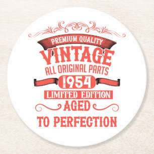 Dessous-de-verre Rond En Papier Soixante-dix vintages 70e anniversaire personnalis