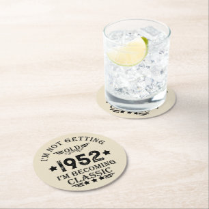 Dessous-de-verre Rond En Papier Soixante-dix vintages 70e anniversaire personnalis