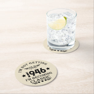 Dessous-de-verre Rond En Papier Soixante-dix vintages fête du 80e anniversaire