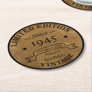 Dessous-de-verre Rond En Papier Soixante-dix vintages fête du 80e anniversaire