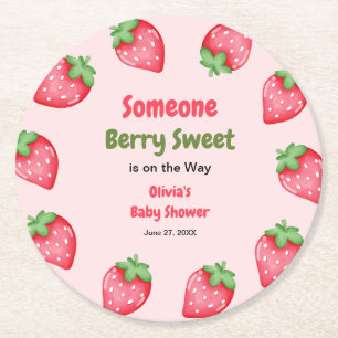 Dessous-de-verre Rond En Papier Someone Berry Sweet Fille Rose Fête Prénatale Stra