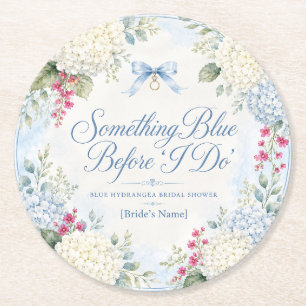 Dessous-de-verre Rond En Papier Something Blue Baby Shower Hydrangea Bleue