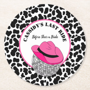 Dessous-de-verre Rond En Papier Son Dernier Ride Disco Cowgirl Bachelorette Party