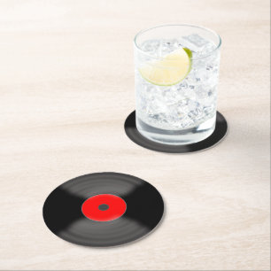 Dessous-de-verre Rond En Papier Sous-plats en papier de vinyle rétro