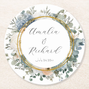 Dessous-de-verre Rond En Papier Sous-verres de mariage personnalisés à motif flora