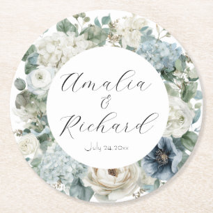 Dessous-de-verre Rond En Papier Sous-verres de mariage personnalisés à motif flora