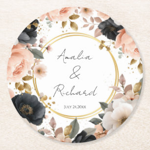 Dessous-de-verre Rond En Papier Sous-verres de mariage personnalisés à motif flora