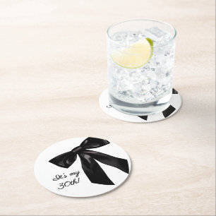 Dessous-de-verre Rond En Papier Sous-verres élégants à nœud noir pour fête d'anniv
