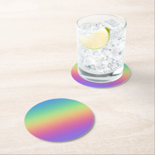 Dessous-de-verre Rond En Papier Sous-verres en papier à dégradé d'arc-en-ciel prof