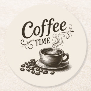 Dessous-de-verre Rond En Papier Sous-verres en papier Coffee Time