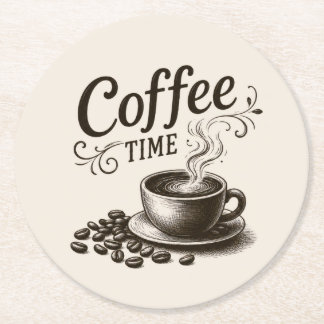 Dessous-de-verre Rond En Papier Sous-verres en papier Coffee Time